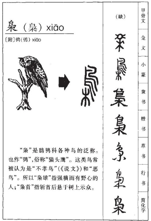 枭怎么读_字源演变详细释义