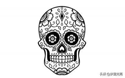 ​素描教程，如何画一个酷酷的传统装饰骷髅头