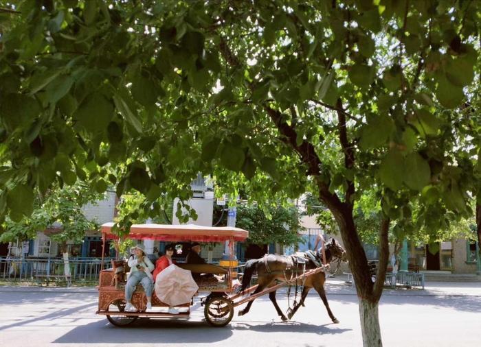 喀赞其民俗村是个彩色的小城,最吸引人的是“马的”和手工冰淇淋