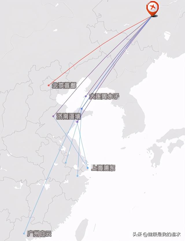 黑龙江10大机场（黑龙江省13个通航机场航线图）(5)