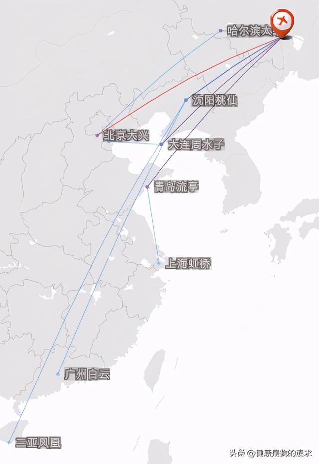 黑龙江10大机场（黑龙江省13个通航机场航线图）(9)