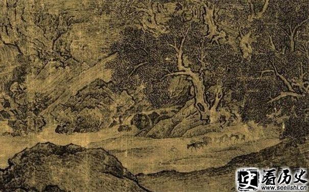 范宽代表作品《溪山行旅图》部分截图