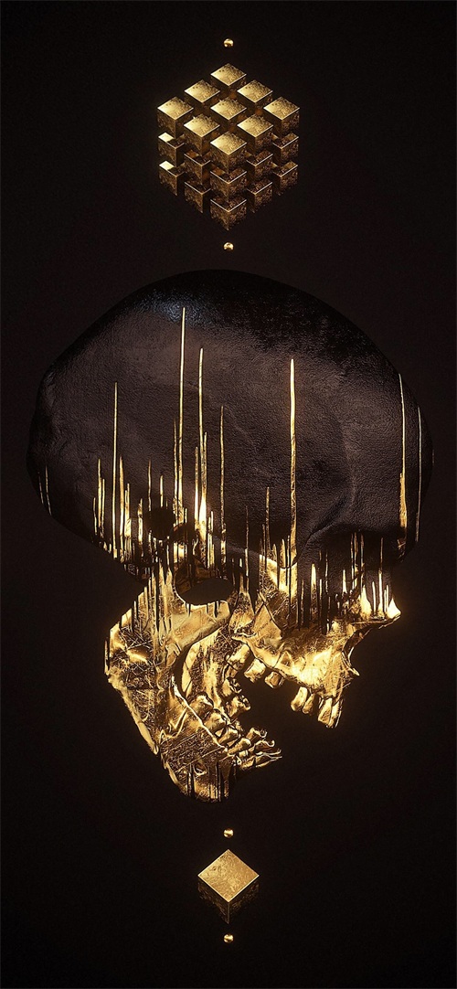 每日无水印壁纸第256期：炫酷骷髅头艺术设计手机壁纸