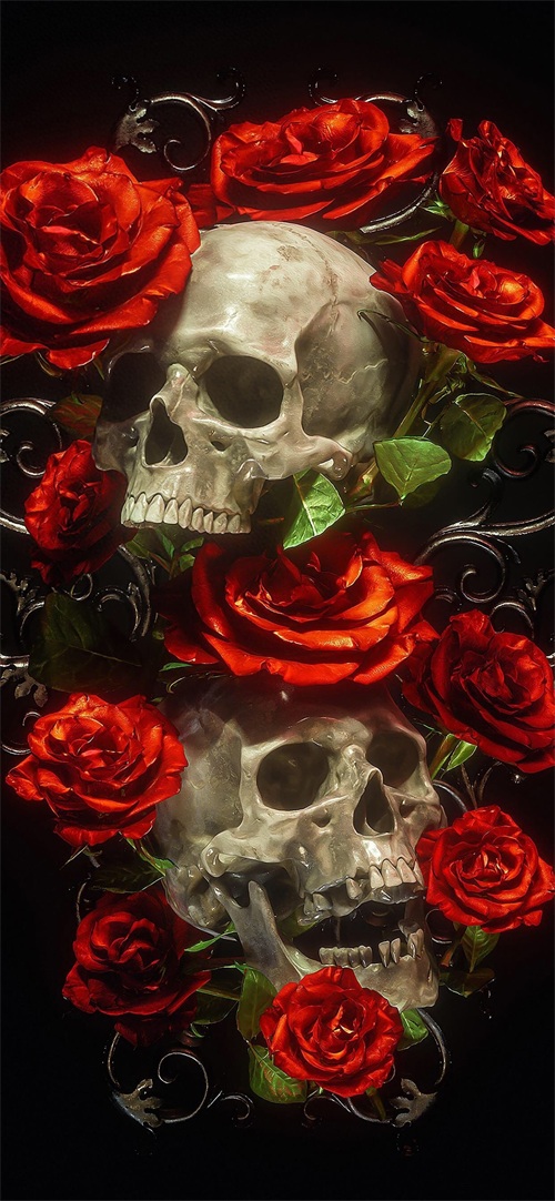每日无水印壁纸第256期：炫酷骷髅头艺术设计手机壁纸