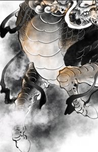 ​上海纹身由龙刺青设计，麒麟纹身手稿图案