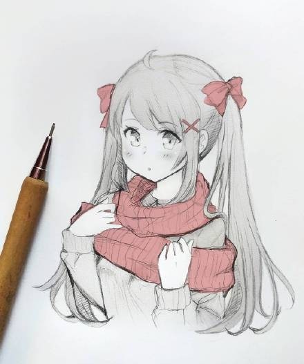 铅笔画 | 二次元少女，很适合临摹