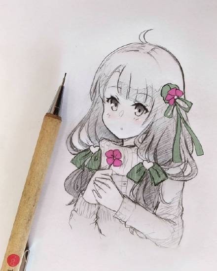 铅笔画 | 二次元少女，很适合临摹
