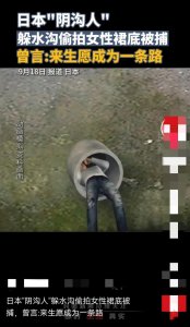 ​日本＂阴沟人＂躲在水沟偷拍女性裙底引发公愤，其来生愿成为一条路