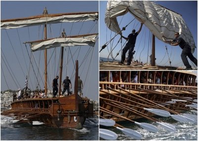 ​古希腊2500年前木战船“奥林匹克号”重现 170游客划桨推动